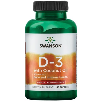  Swanson Vit D3 with Coconut Oil 2000 IU 60 